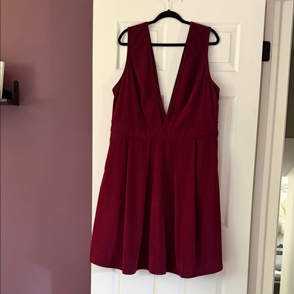 BloomChic Deep V Burgundy Mini Dress